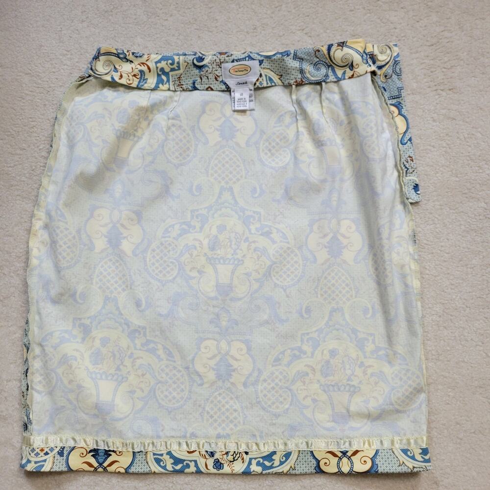 EUC Talbots 10 Stretch Straight Knee Length Skirt Side Zip Button Geometric - Picture 6 of 12